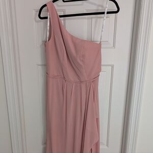 David's Bridal Blush One-Shoulder Dress